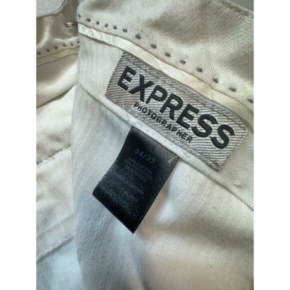 Express Photographer Men's Straight Pants Flat Front Size 34/32 Gray Pinstripe - Picture 3 of 15